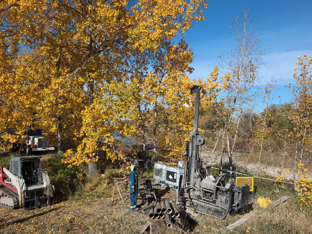 Drill rig by a river