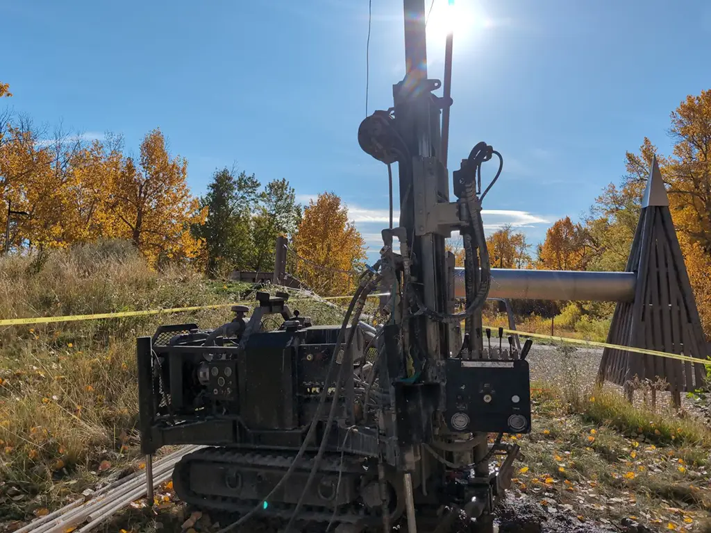 Drill rig by a road